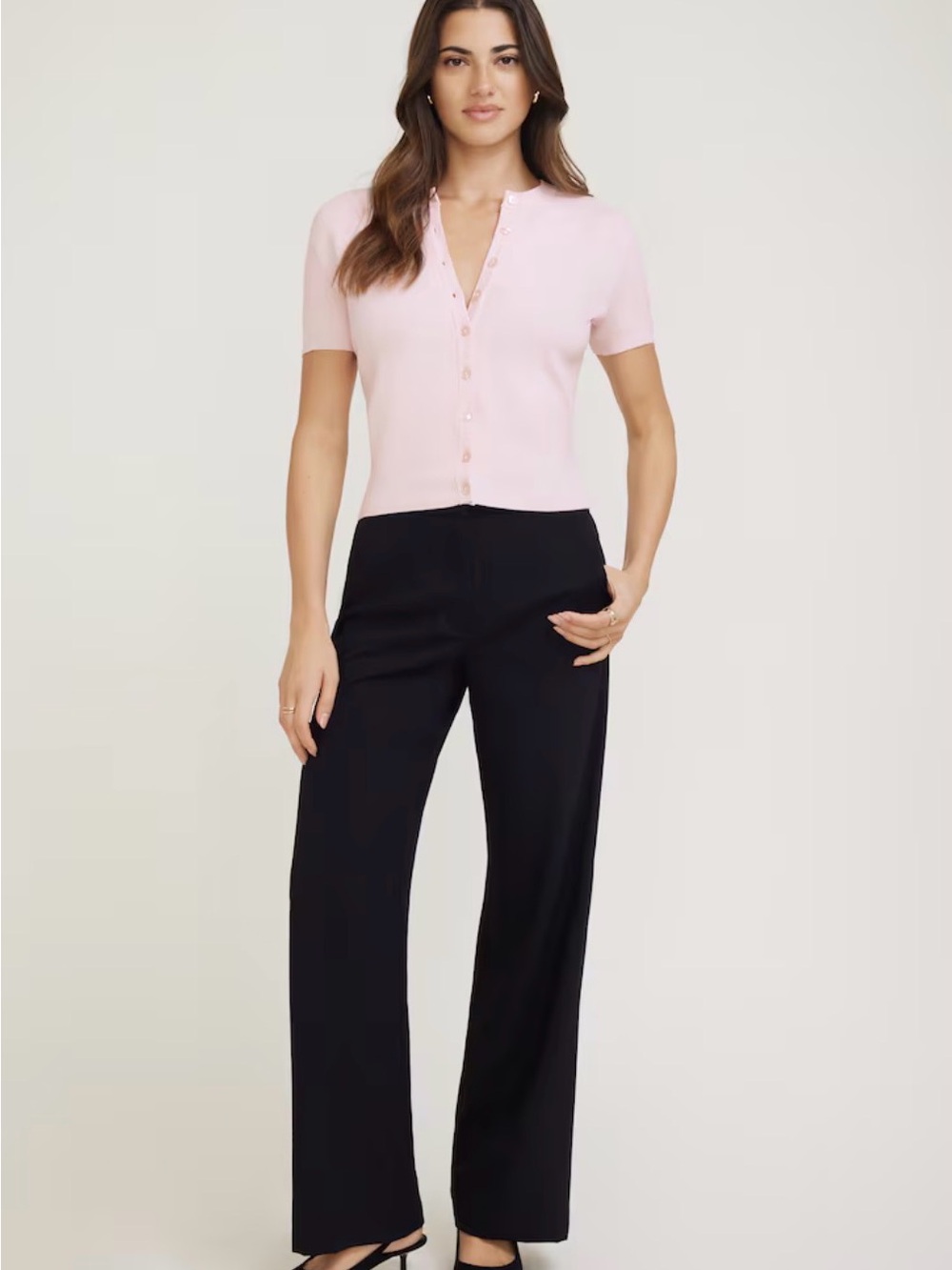 Becca Short Sleeve cardigan in pale lilac pink M - Picture 9 of 9